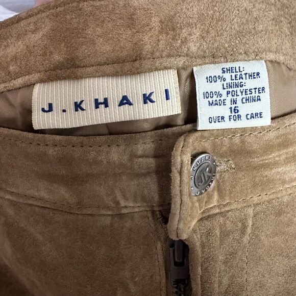 Y2k Leather Suede Pants Size 16 Lined Straight Leg High Rise Pockets Vintage - Picture 5 of 13